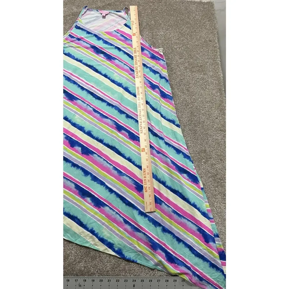 Lilly Pulitzer XL Magniloia Ceviche midi diagonal Stripe Asymmetrical Dress